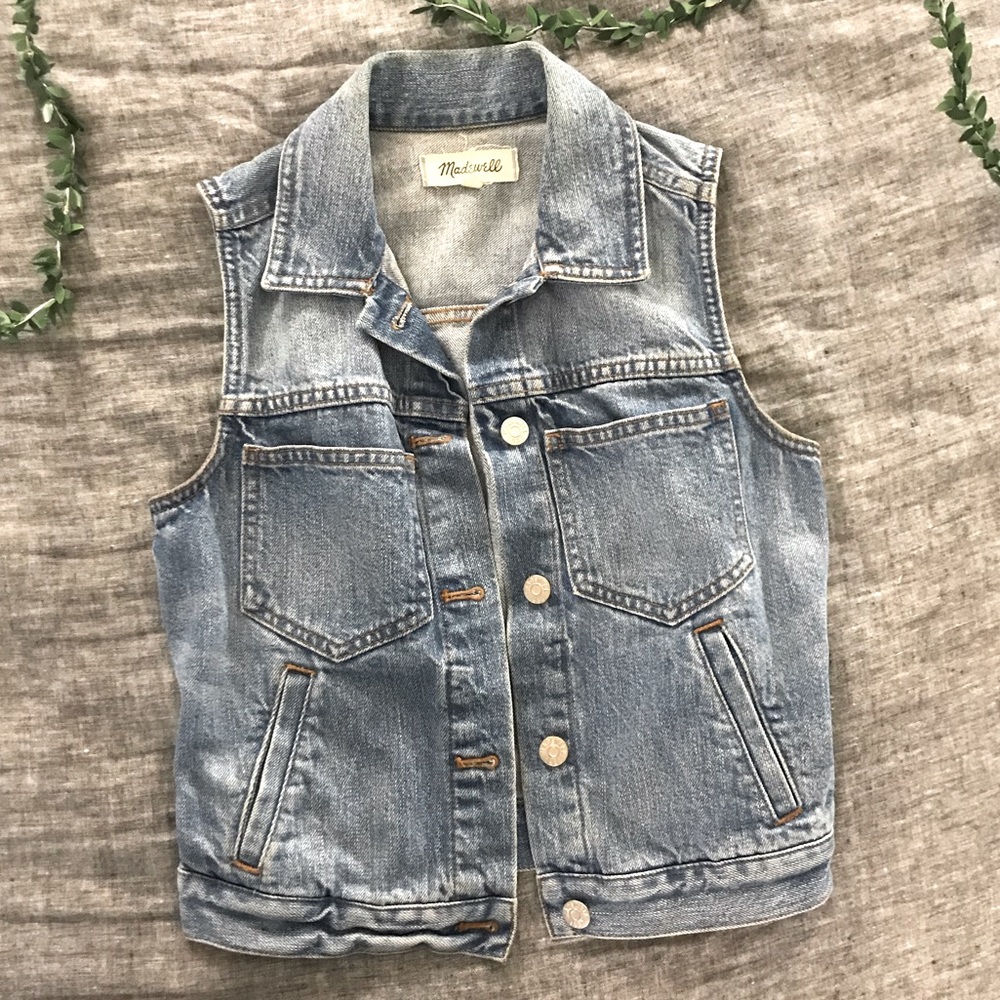 Madewell Denim Cropped Vest XXS